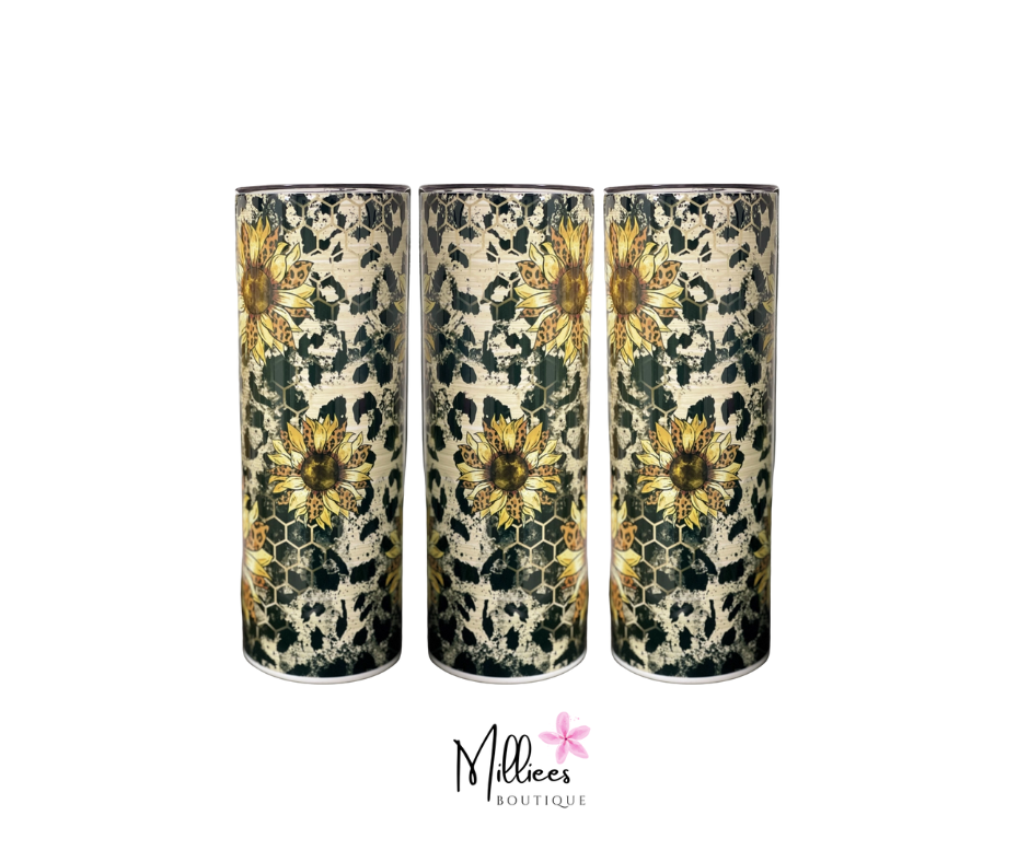 Honeycomb Leopard Sunflower 20oz Skinny Tumbler