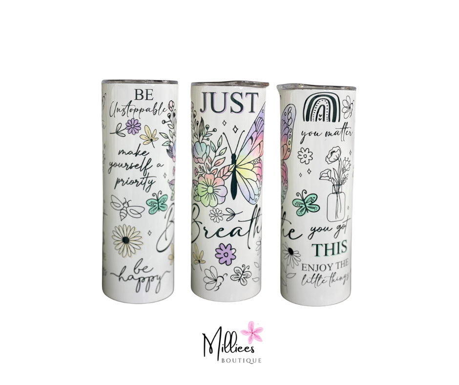 Just Breathe Butterfly 20oz Skinny Tumbler