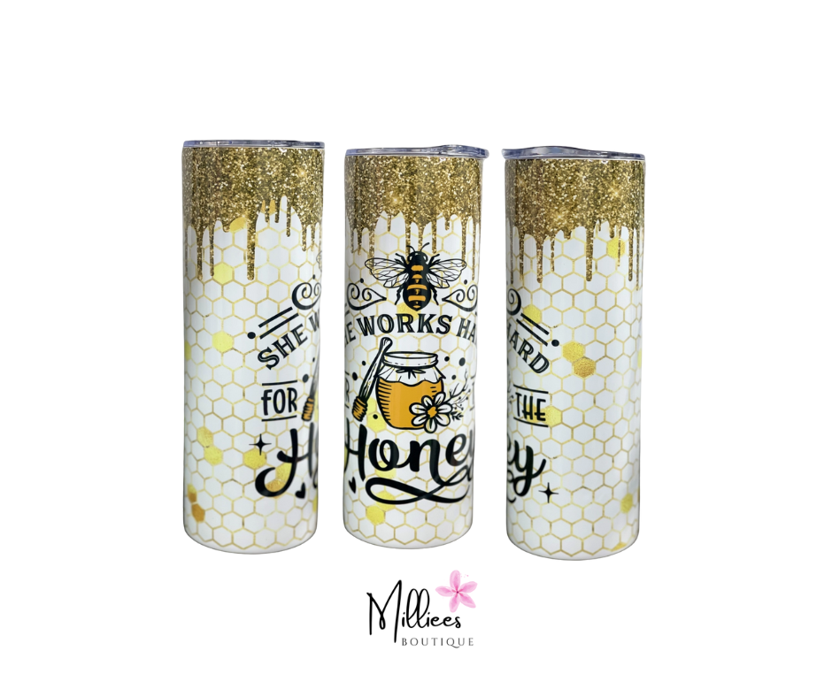 She Works Hard For the Honey 20oz Skinny Tumbler