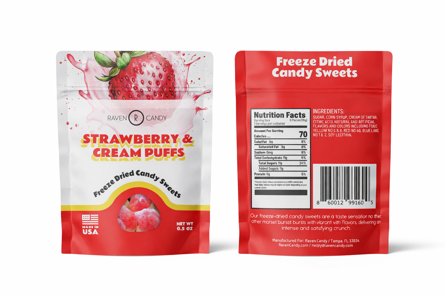 Strawberry & Cream Puffs – Freeze-Dried Candy