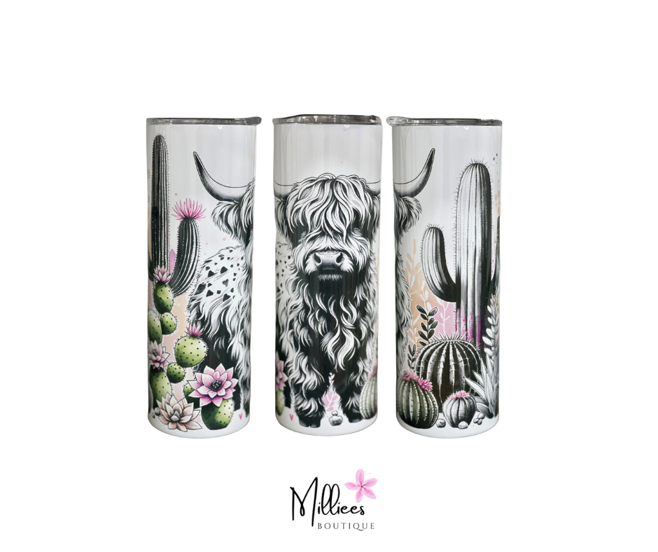 Desert Highland Cow 20oz Skinny Tumbler