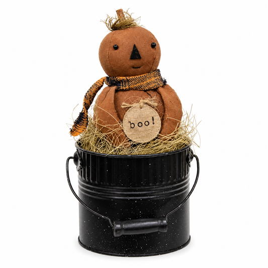 Boo Bobby Pumpkin Doll in Bucket