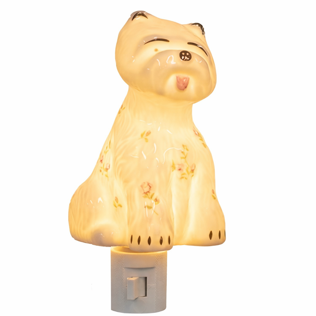 Porcelain Floral Puppy Nightlight