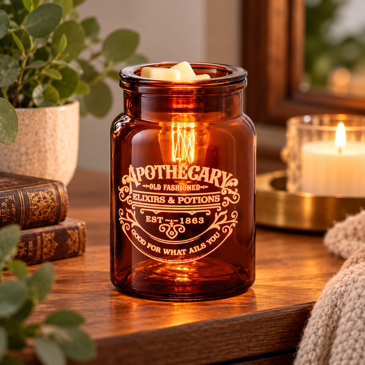 The Apothecary Illumination Wax Warmer | Amber Glass