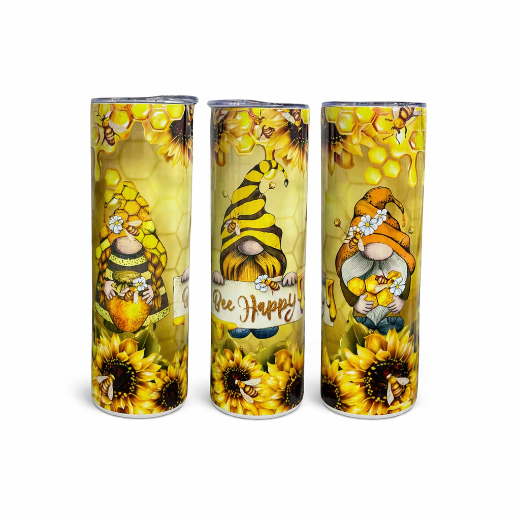 Bee Happy Gnomes 20oz Skinny Tumbler