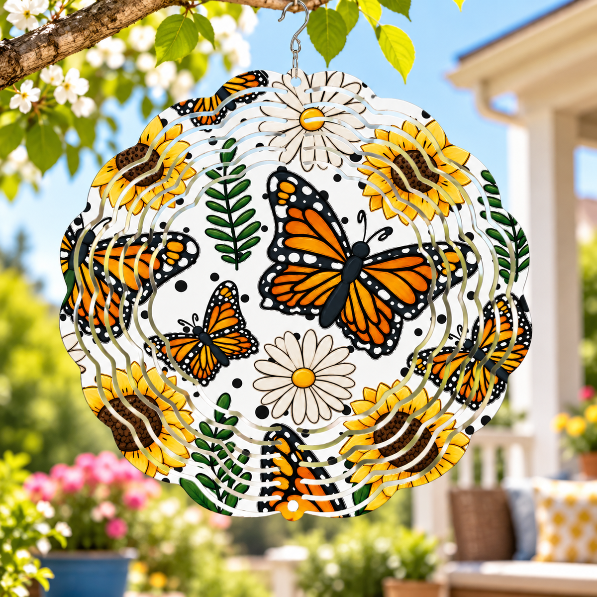 Butterflies & Wild Flowers Wind Spinner | Milliee's Boutique