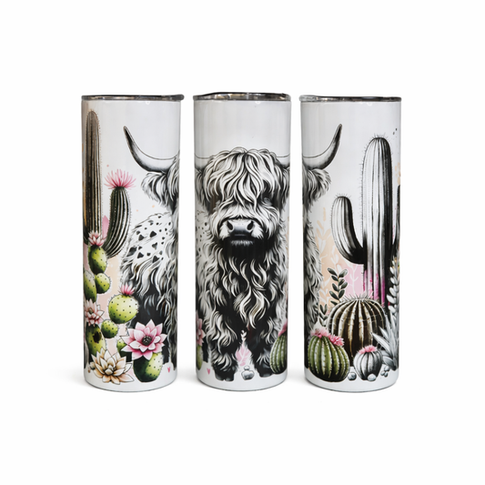 Desert Highland Cow 20oz Skinny Tumbler
