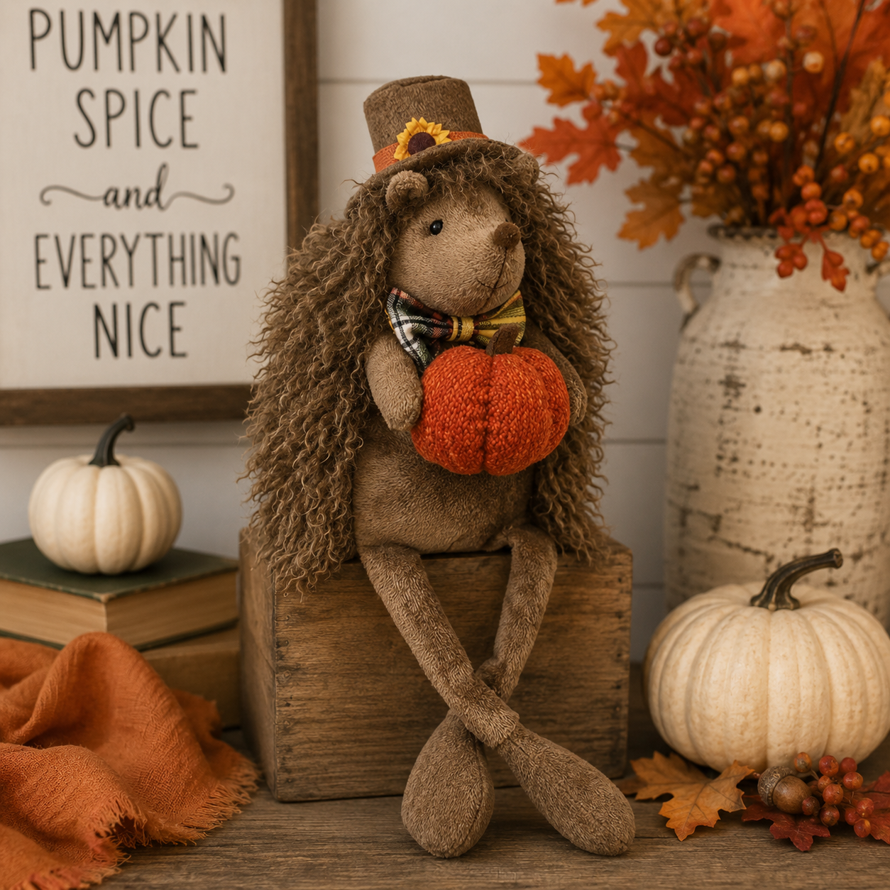 Plush Dangle Leg Harvest Hedgehog