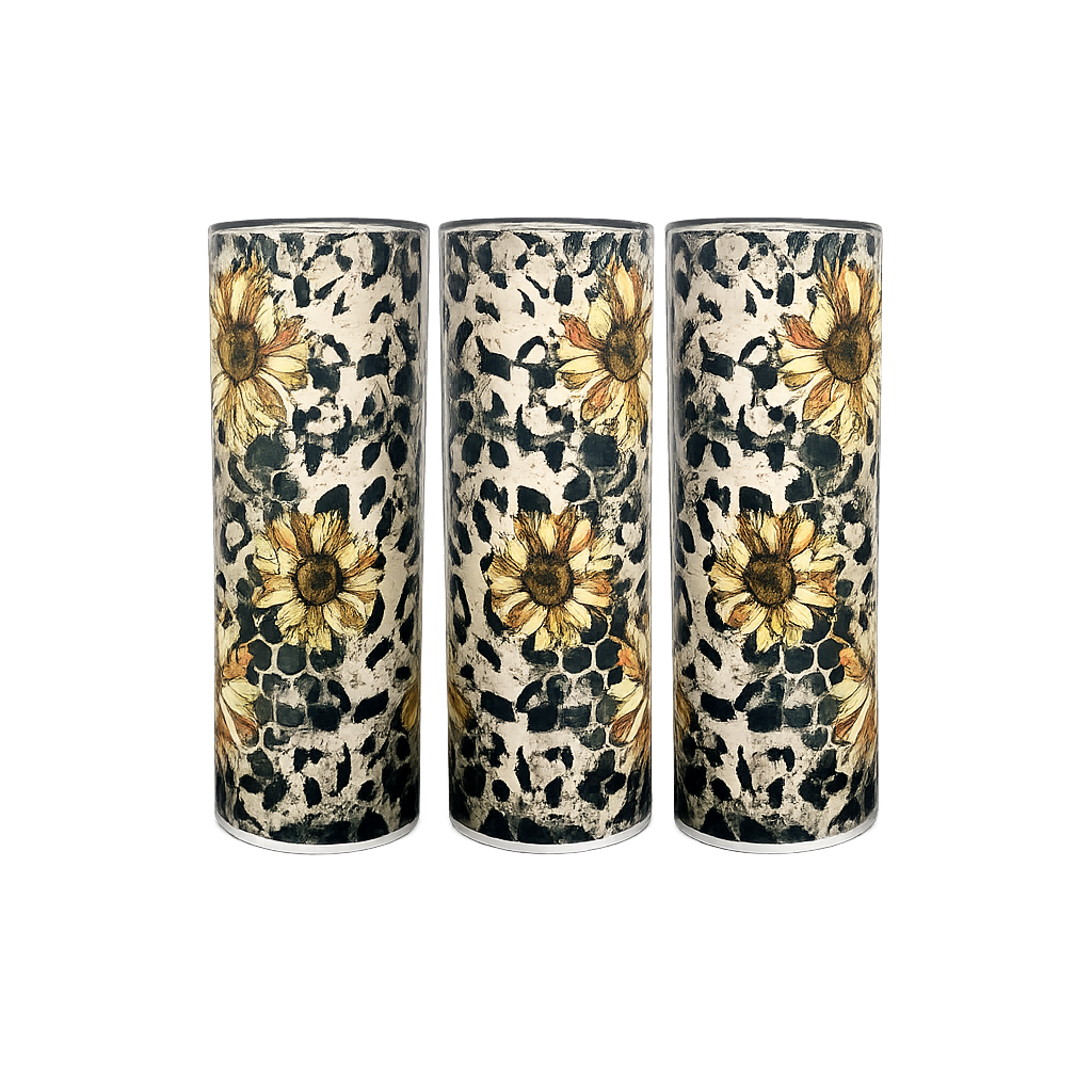 Honeycomb Leopard Sunflower 20oz Skinny Tumbler