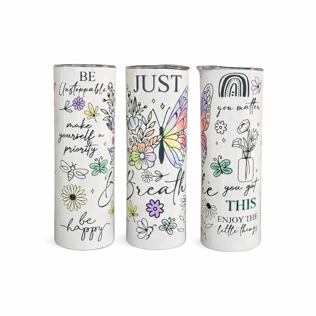 Just Breathe Butterfly 20oz Skinny Tumbler