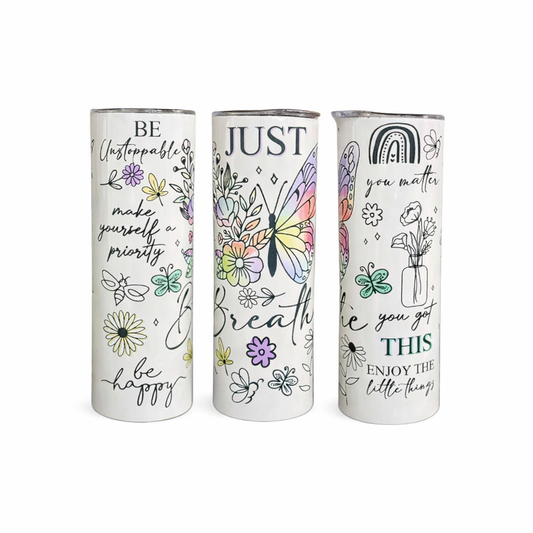 Just Breathe Butterfly 20oz Skinny Tumbler