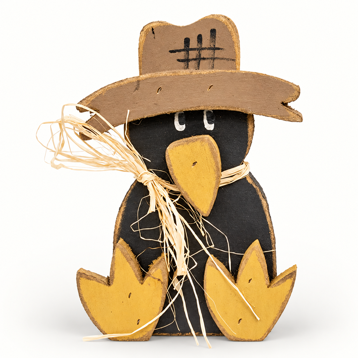 Rustic Wood Sitting Baby Crow – Primitive Farmhouse Fall Decor