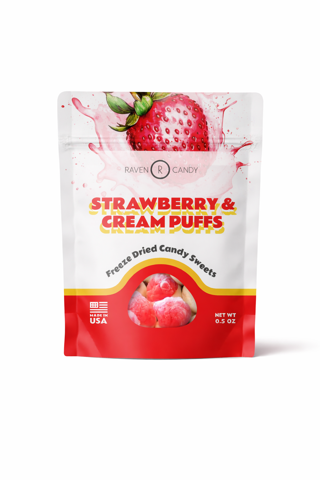 Strawberry & Cream Puffs – Freeze-Dried Candy